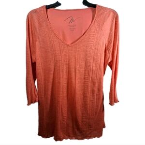 Miracle Body Miraclesuit Orange V-Neck Stretch 3/4 Sleeve Shapewear Top Size L